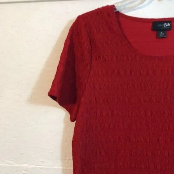 East‎ 5th Essentials Red Textured Knit Top Short Sleeve Crew Neck Shirt - Picture 7 of 11